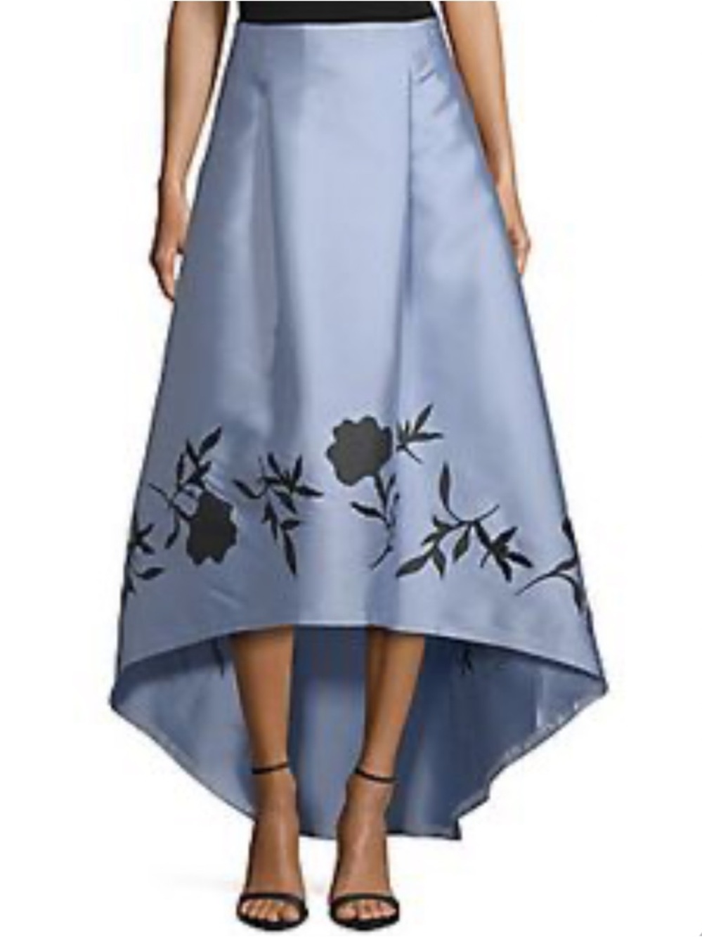 Sachin and Babi High-Low Satin Floral Embroidered Skirt - Light Blue